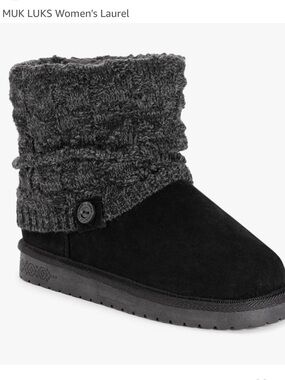 Women's Mukluks Black Knit-Cuff Ankle Boots